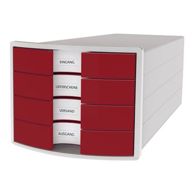 HAN Impuls - Module de classement 4 tiroirs - gris/rouge