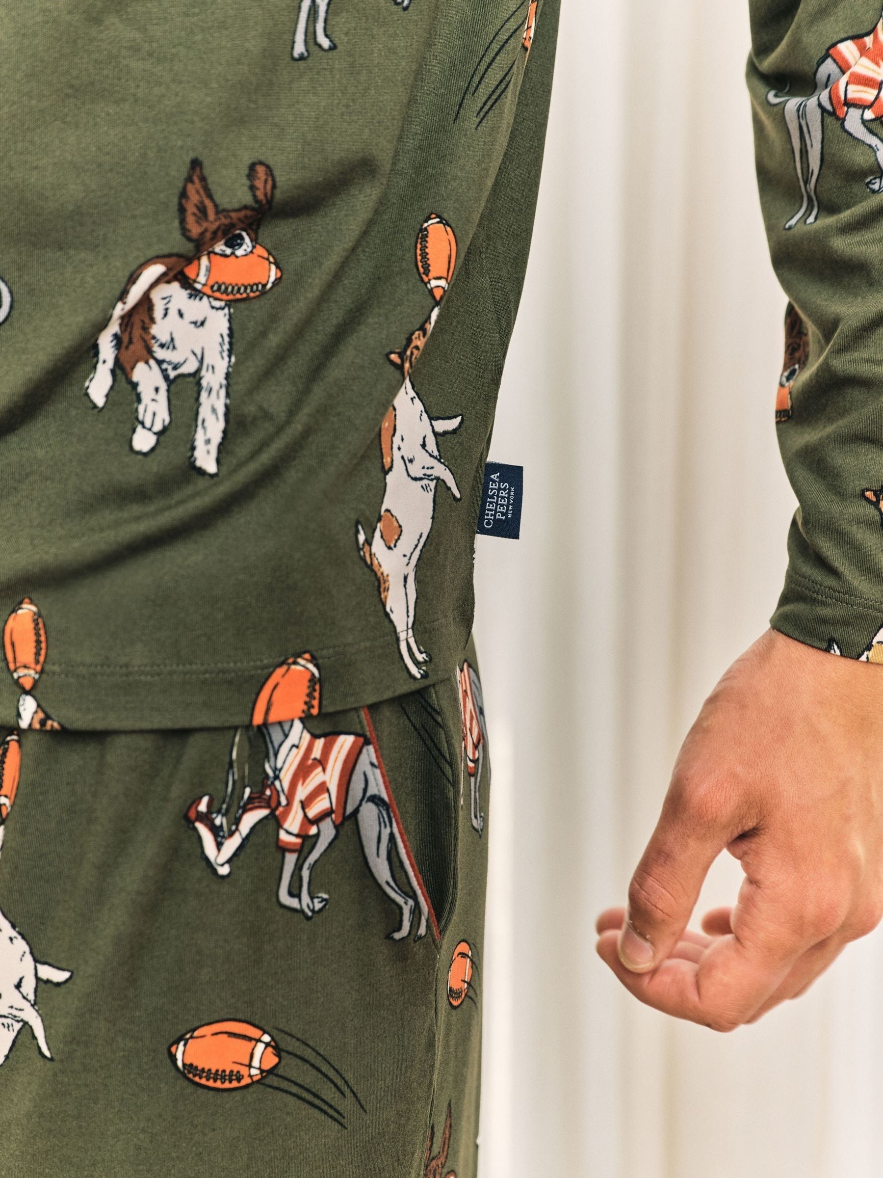Chelsea Peers Rugby Dogs Print Long Pyjamas Set
