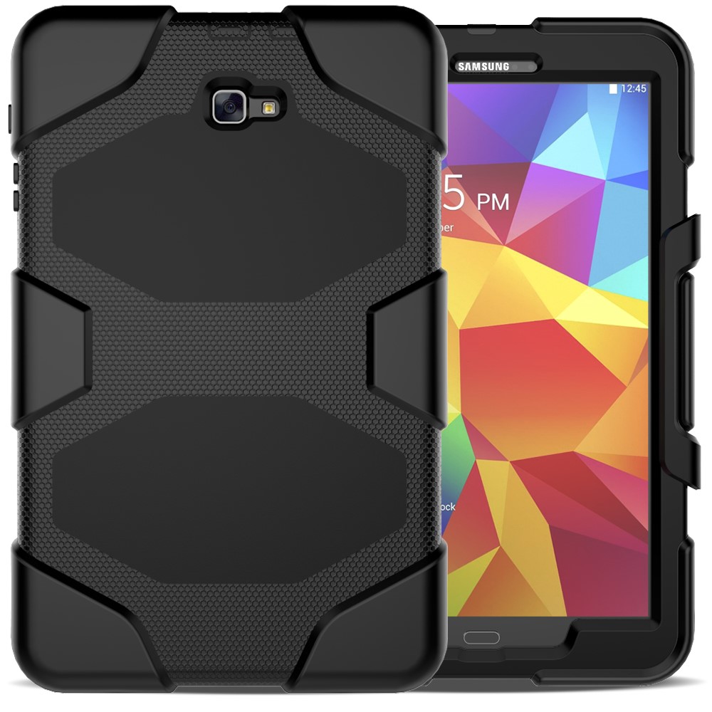Samsung Galaxy Tab A 10.1 (2016) Snap On Outdoor Silikon Schutz Case Hülle - Schwarz