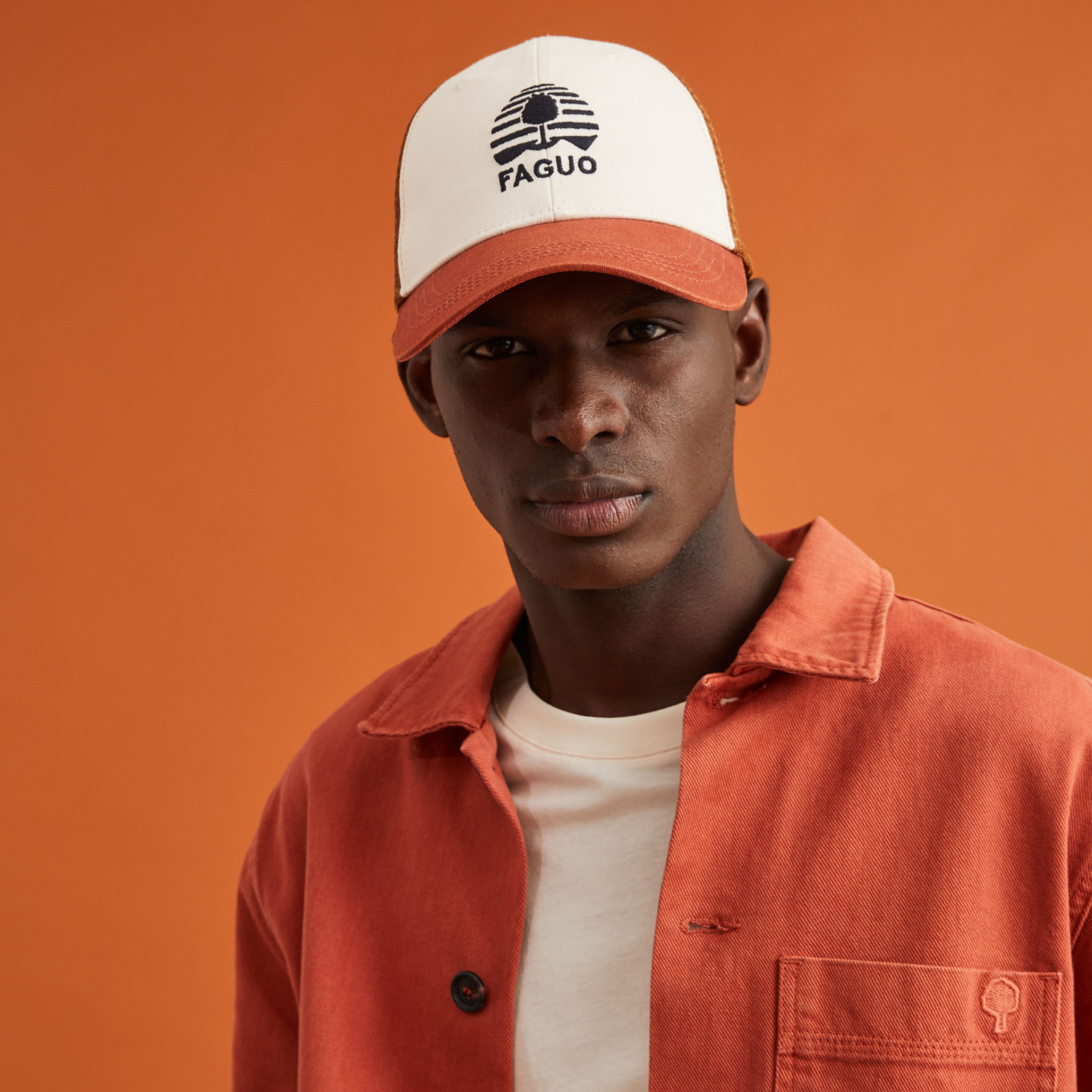 Casquette terracotta & camel Coton et polyester - modèle Cap trucker