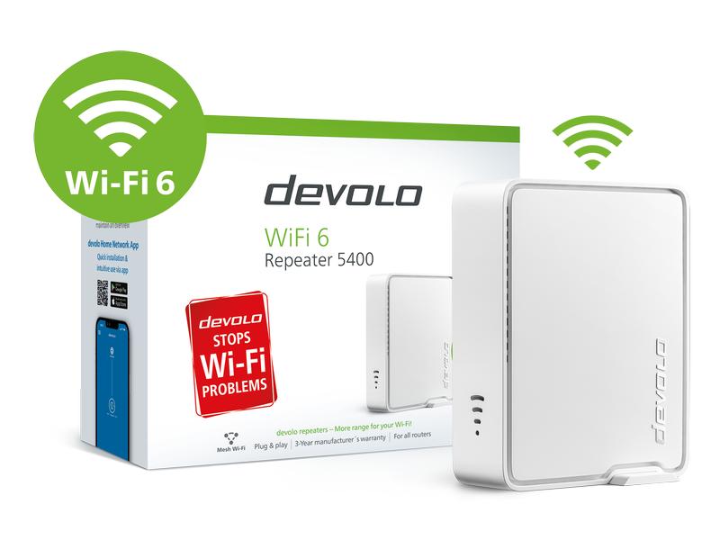 devolo WiFi 6 Repeater 5400 Einfach schneller: Der leistungsstarke Repeater mit Wi-Fi 6 und Mesh-WLAN