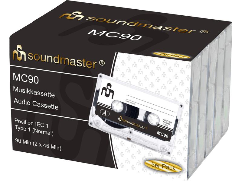 CE Audio-Kassette Soundmaster MC90 5er Pack IEC1 Leerkassette im 5er Pack