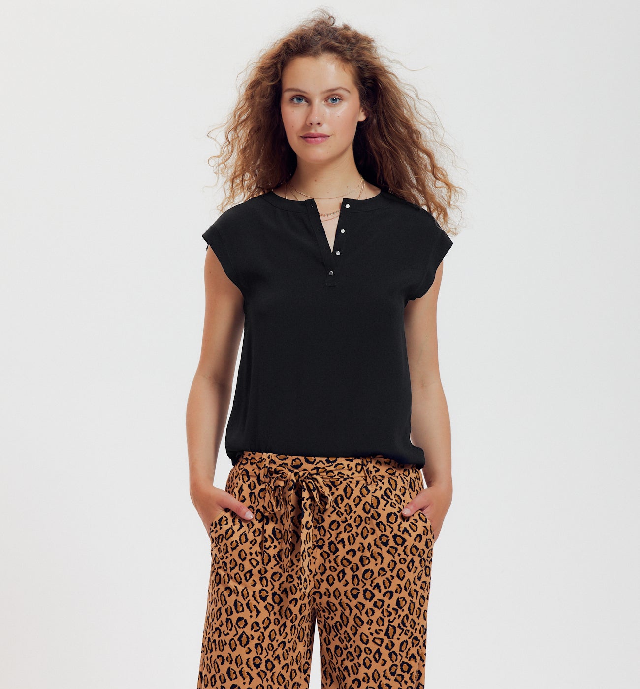 Blouse manches courtes Femme - Noir