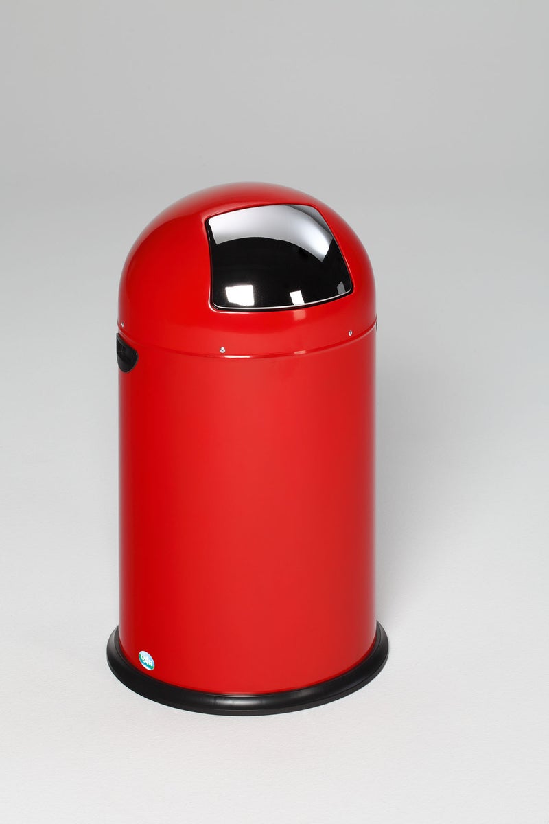 PROREGAL Classic Afvalbak met Klep, Binneninzet 22 Liter, HxBxD 64 x 40 x 40 cm, Gegalvaniseerd Staal, Rood