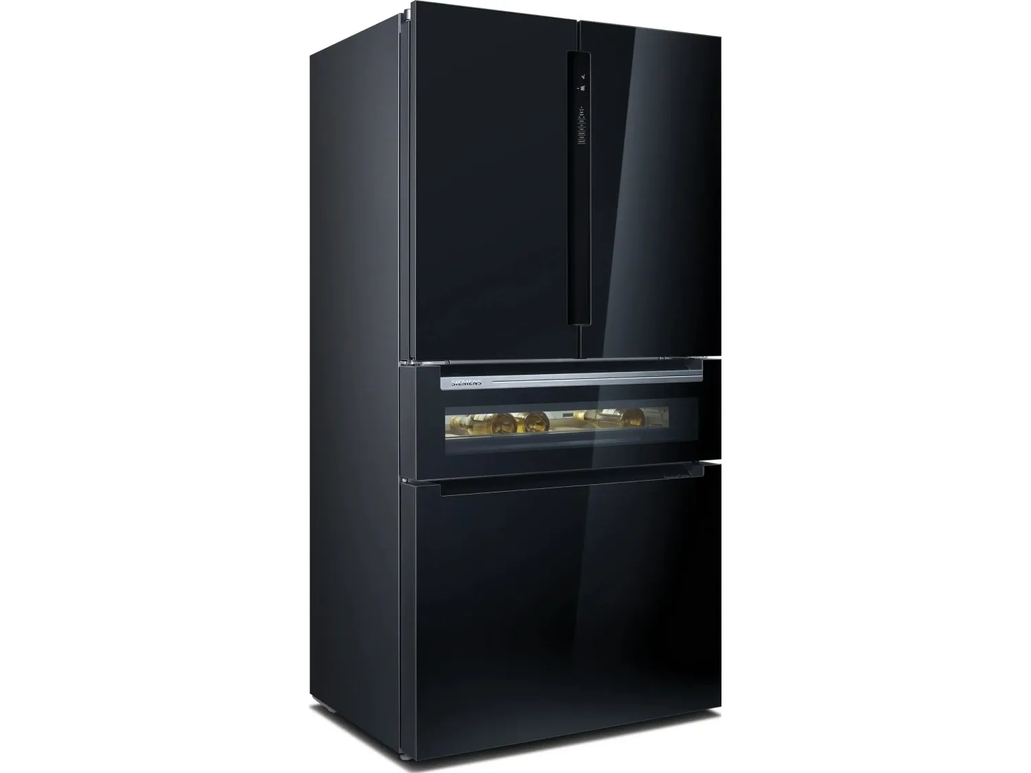 Siemens iQ700 KF96RSBEA - Køleskab/fryser - frans dør-bundfryser - Wi-Fi - bredde: 90.6 cm - dybde: 73.6 cm - højde: 183 cm - 572 liter - Klasse E - sort