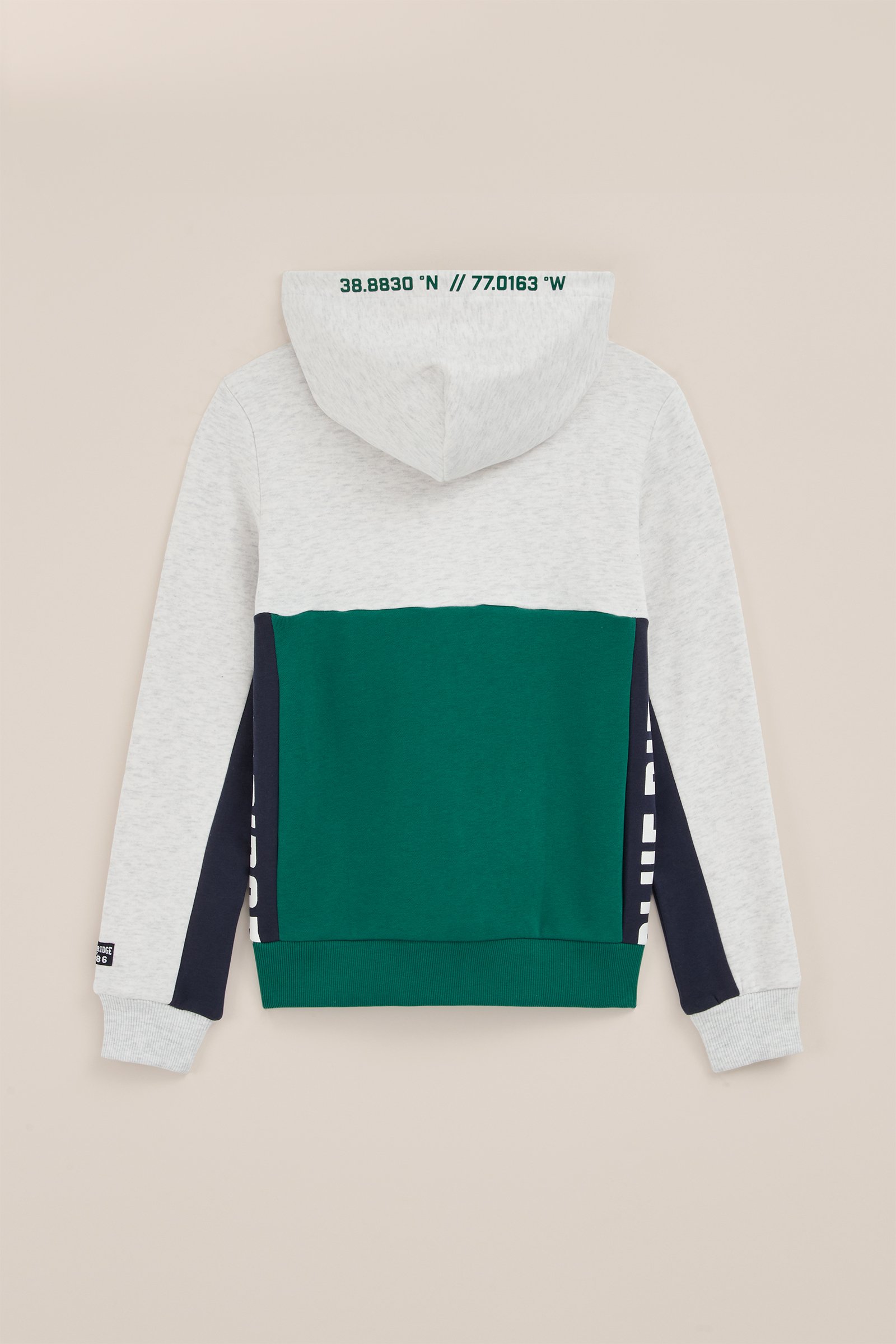 Jongens hoodie met colourblock Blue Ridge Wit