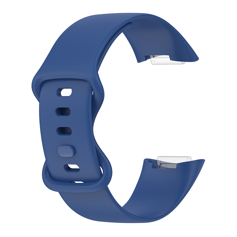 (Gr. S) Fitbit Charge 6 / 5 Silikon Armband (Gelenkumfang 156 - 198mm) - Dunkelblau