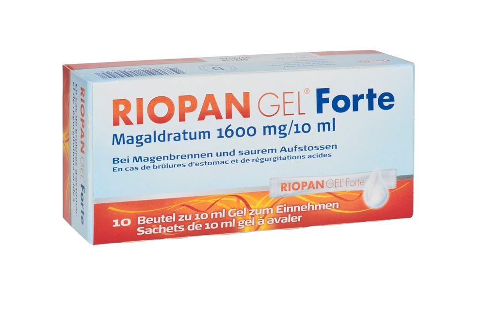 RIOPAN Forte 1600 mg<br>10 × 10 ml, Beutel, Gel zum Einnehmen