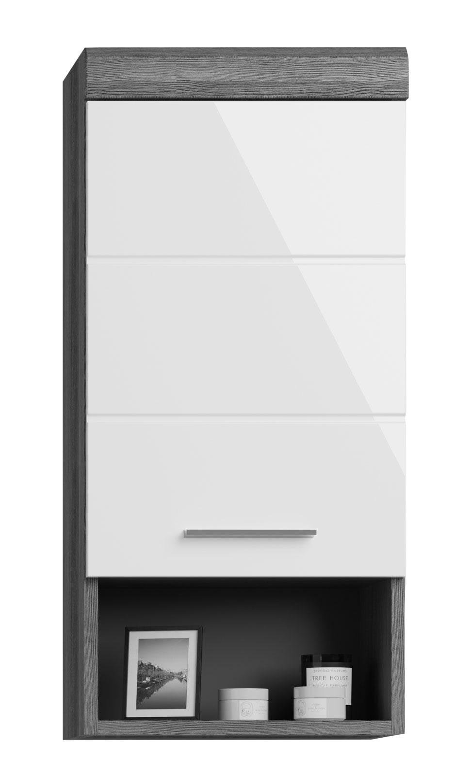Hängeschrank SCOUT 37 x 79 cm grau/ weiß Hochglanz