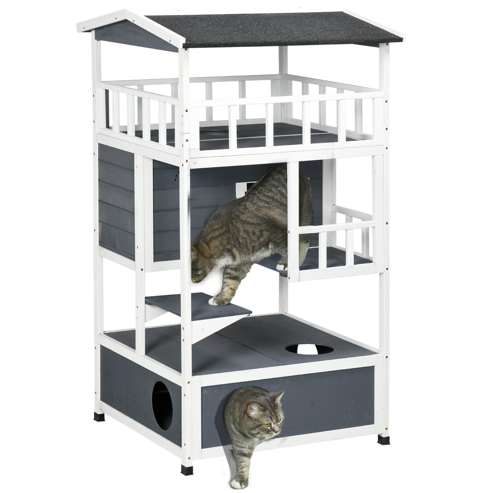 PawHut Katzenhaus 4-stöckig 78 x 76 x 140 cm (BxTxH)