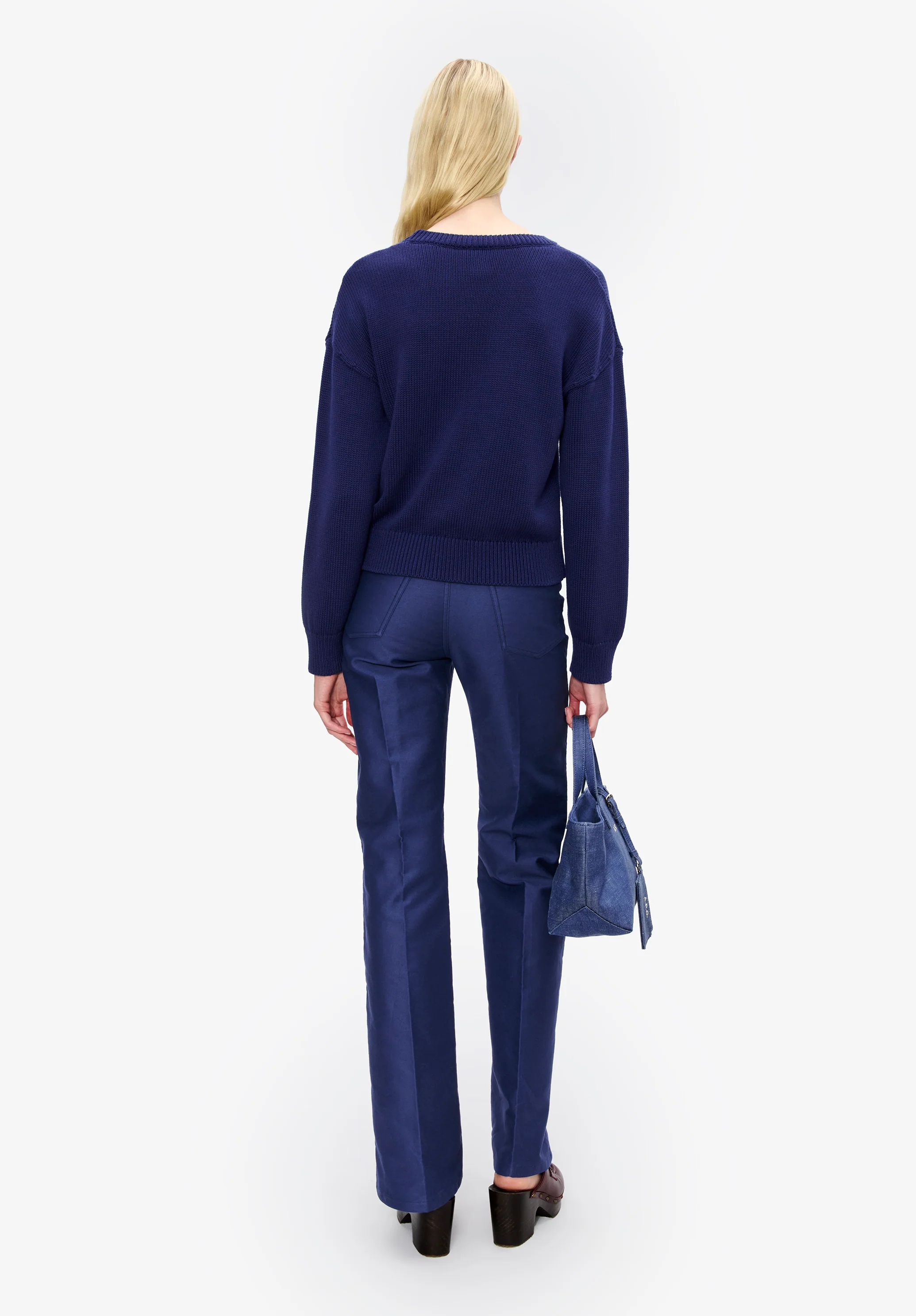 pull col rond - Bleu fonce