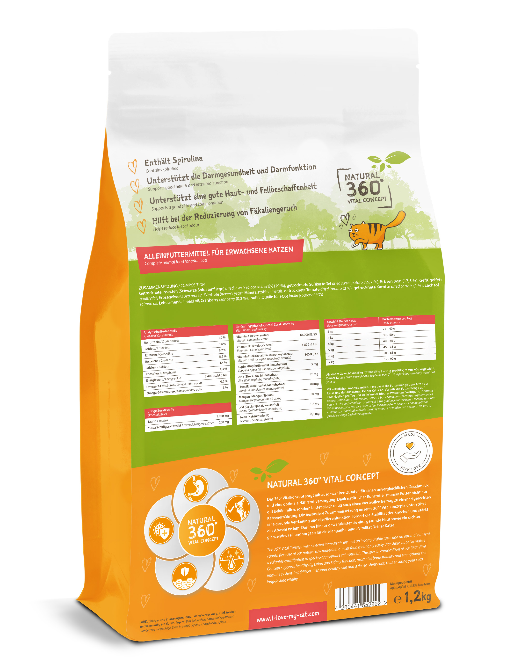 Nourriture sèche pour chats avec protéines d'insectes - 1,2 kg