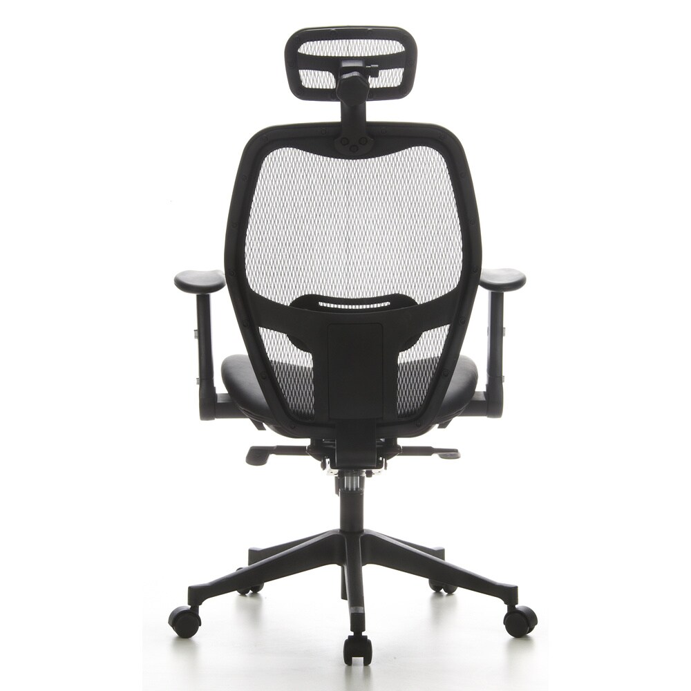 Profi Bürostuhl AIR-PORT Netzstoff/Leder mit abklappbaren Armlehnen hjh OFFICE
