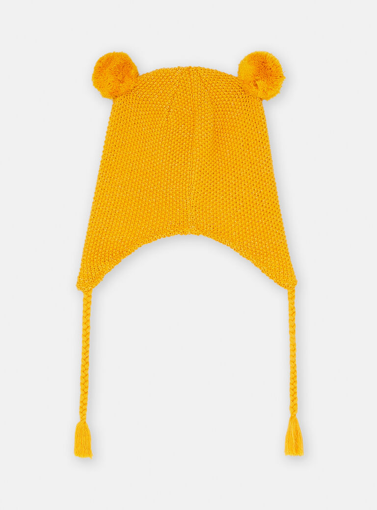 Bonnet jaune à pompons