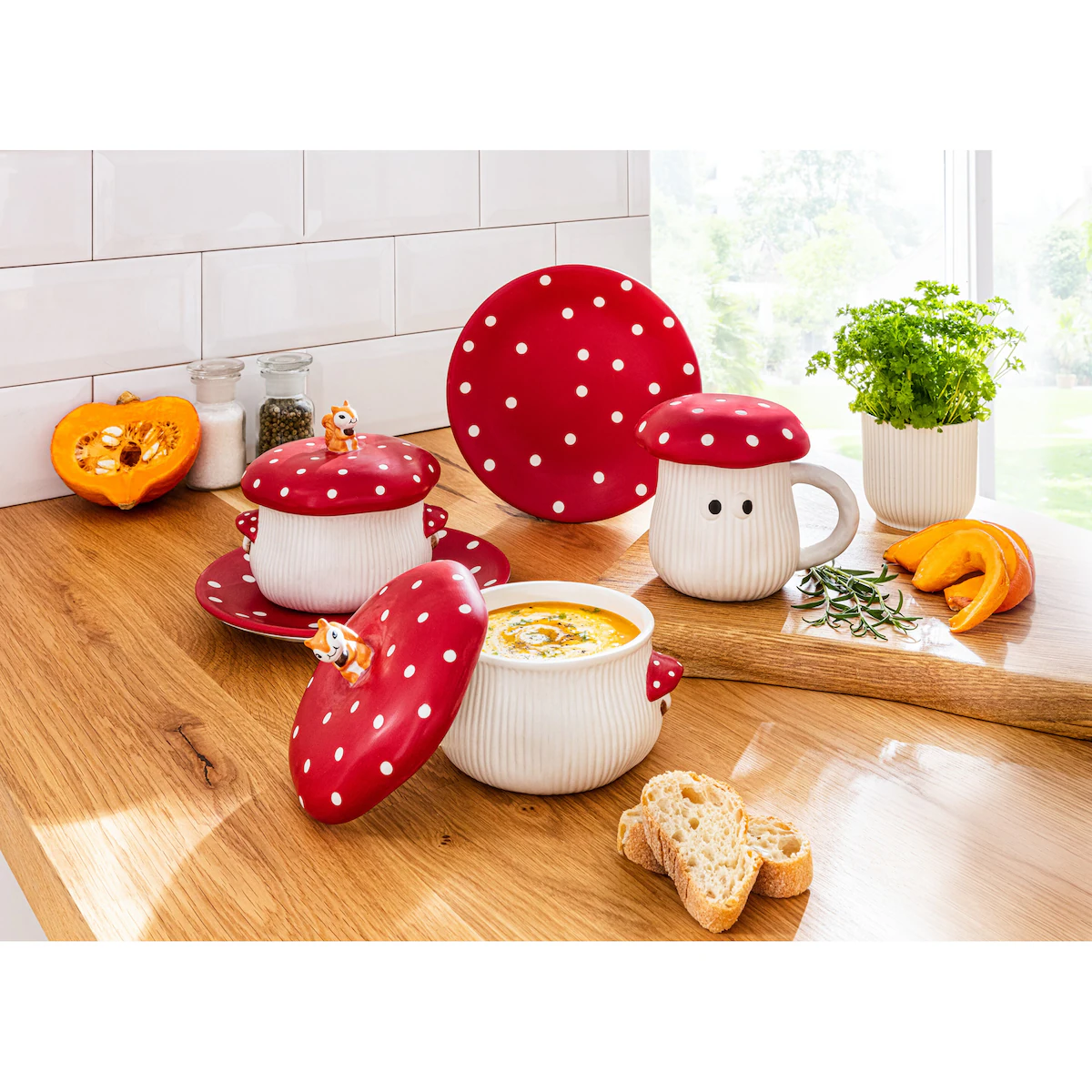 genialo - ﻿Tasse „Fliegenpilz“ mit Deckel, 300 ml