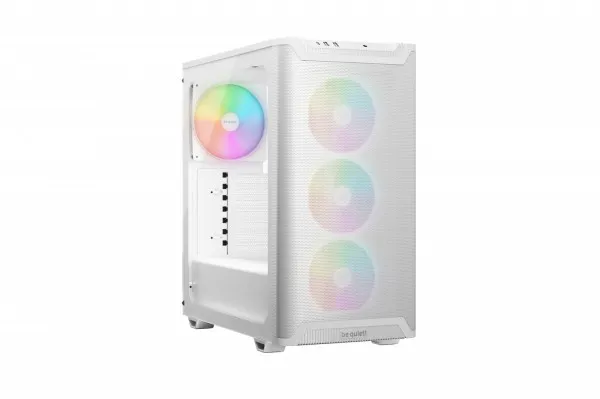 be quiet! Pure Base 501 LX - Midi-tårn - ATX - sidepanel med vindue (hærdet glas) - ingen strømforsyning (ATX / PS/2) - hvid - USB/Lyd