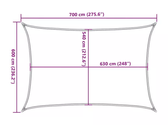 Voile d'ombrage 160 g/m² rectangulaire gris clair 6x7 m PEHD