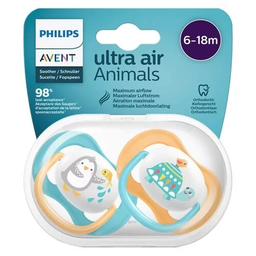SCF080/07 sucettes Ultra Air 6-18M Boy animal - Lot de 2