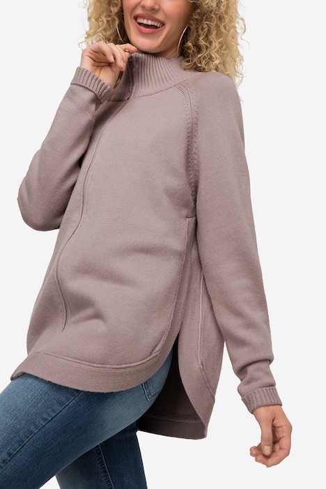 Strickjacke, Stehkragen, Zipper, Seitenschlitze, Langarm