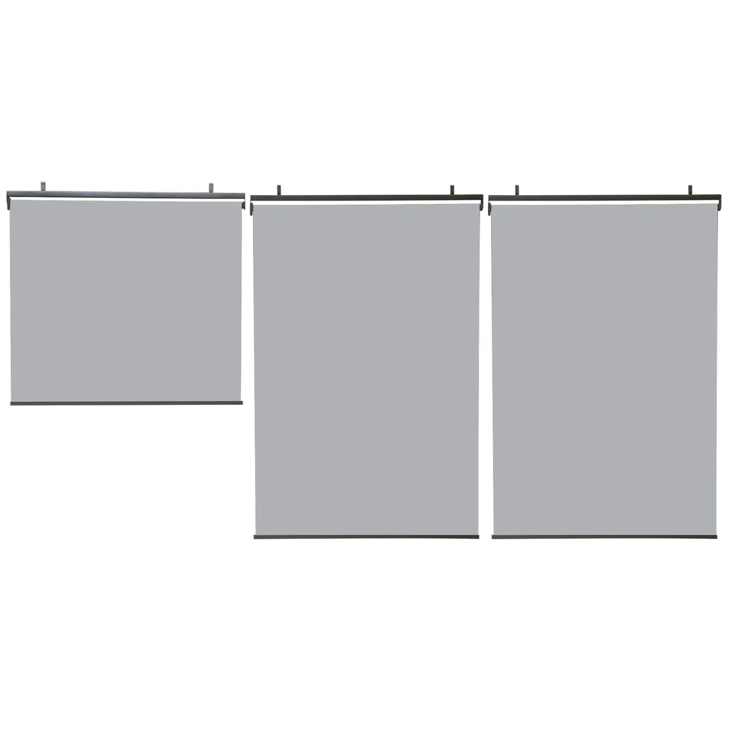 Lot de 3 stores enrouleurs L.124 x H. 225 CM pour pergola gris clair
