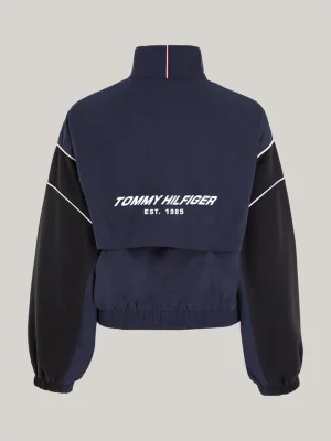 Jaqueta esportiva com blocos de cores e modelagem relaxada
