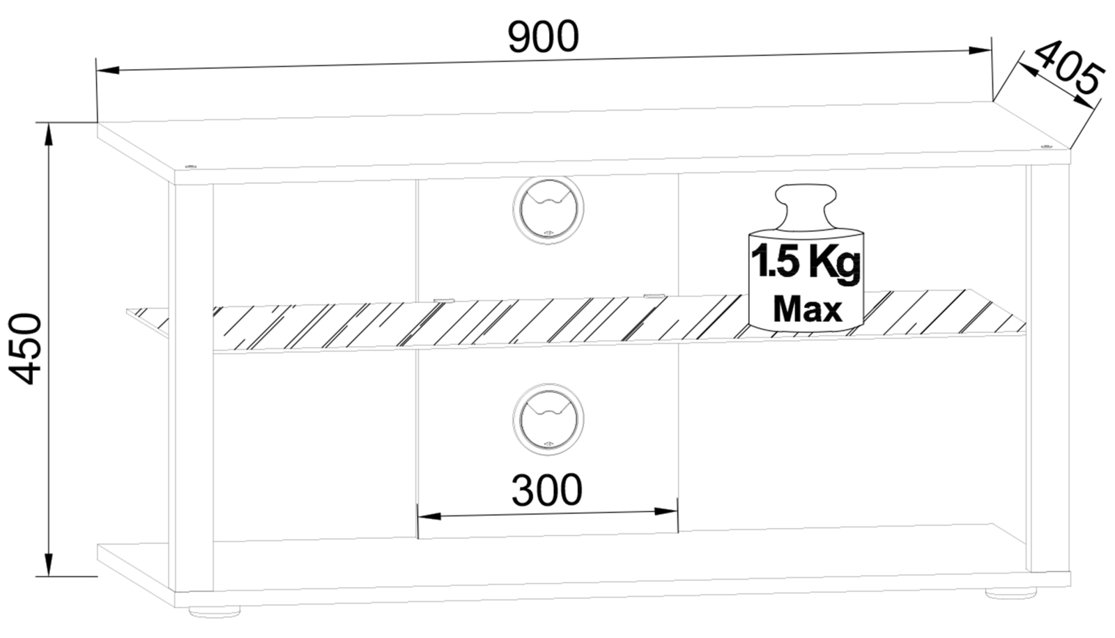 TV-Lowboard FOLAS L - weiß - mit Rollen - 90 cm breit
