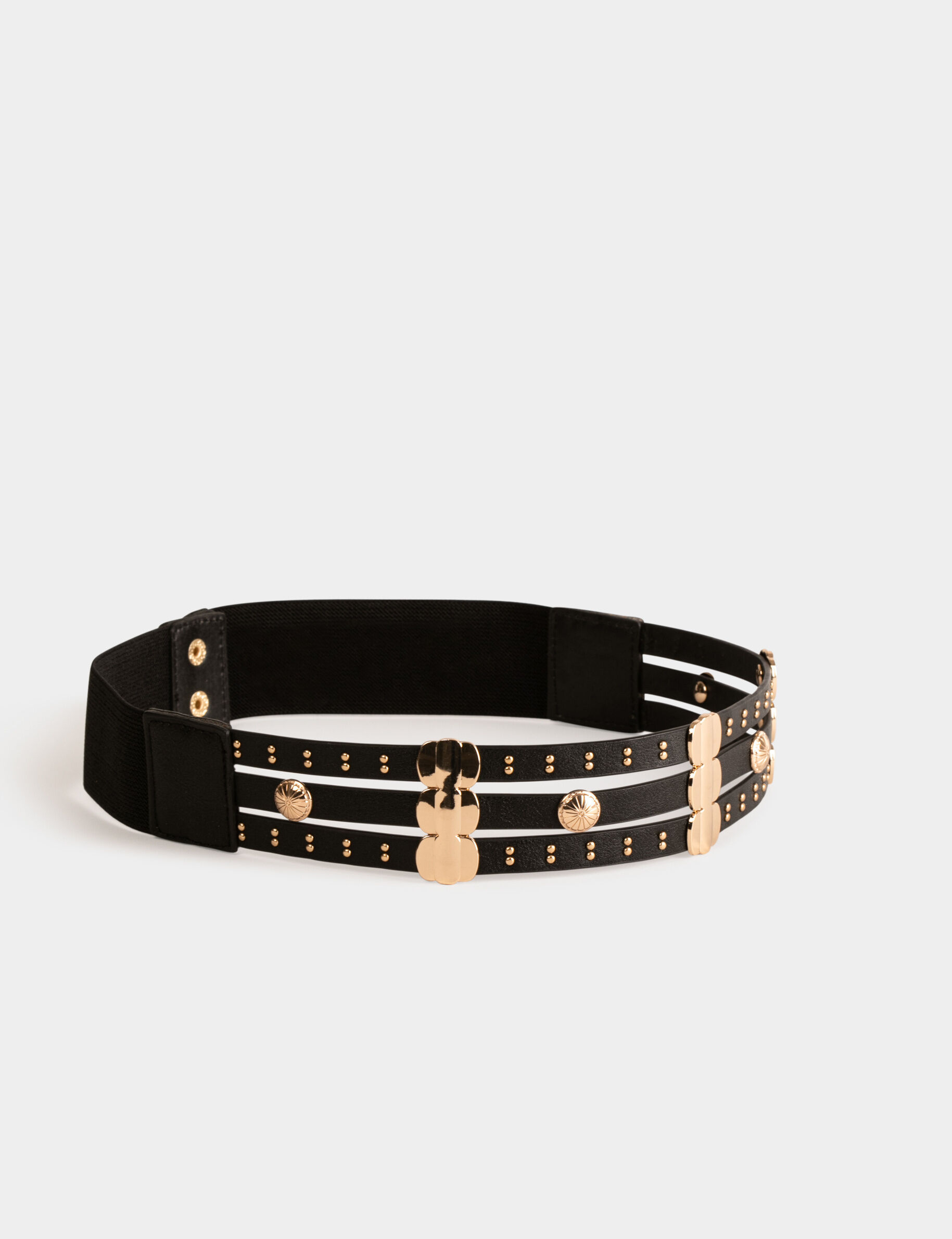 Ceinture élastiquée avec clous noir femme - noir