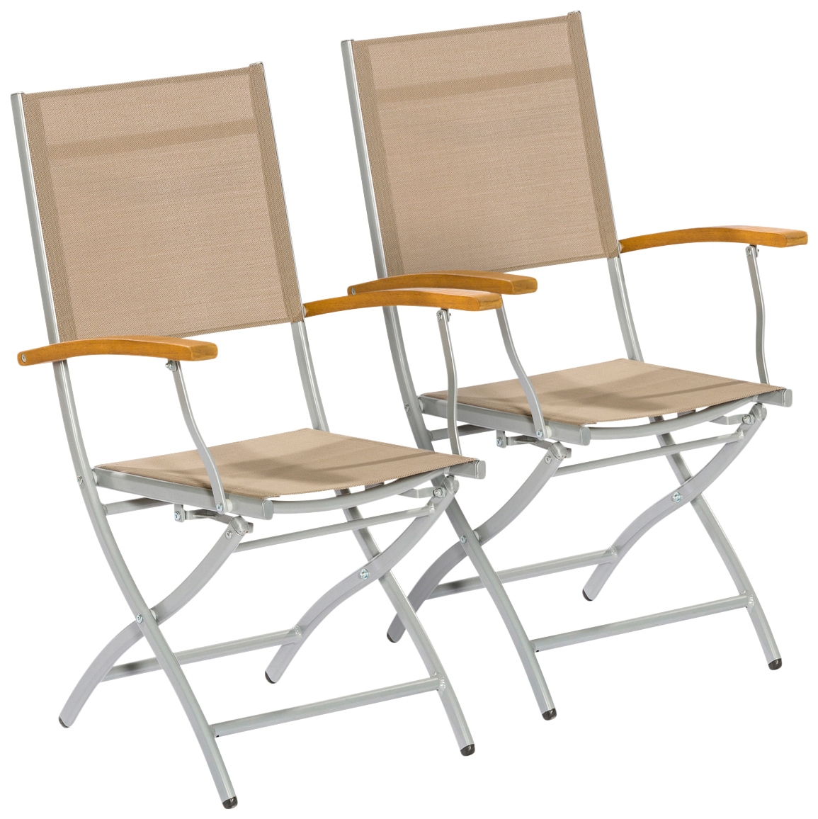 MERXX Gartensessel »Naxos« Set, 2 Stk. tlg. 2er Set, Eukalyptusholz/Textil, klappbar, grau