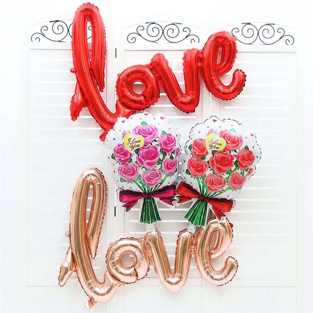 (73x43cm) 3D Love Folien Ballon Buchstaben Deko Luftballon für Valentinstag / Hochzeit / Muttertag - Rot