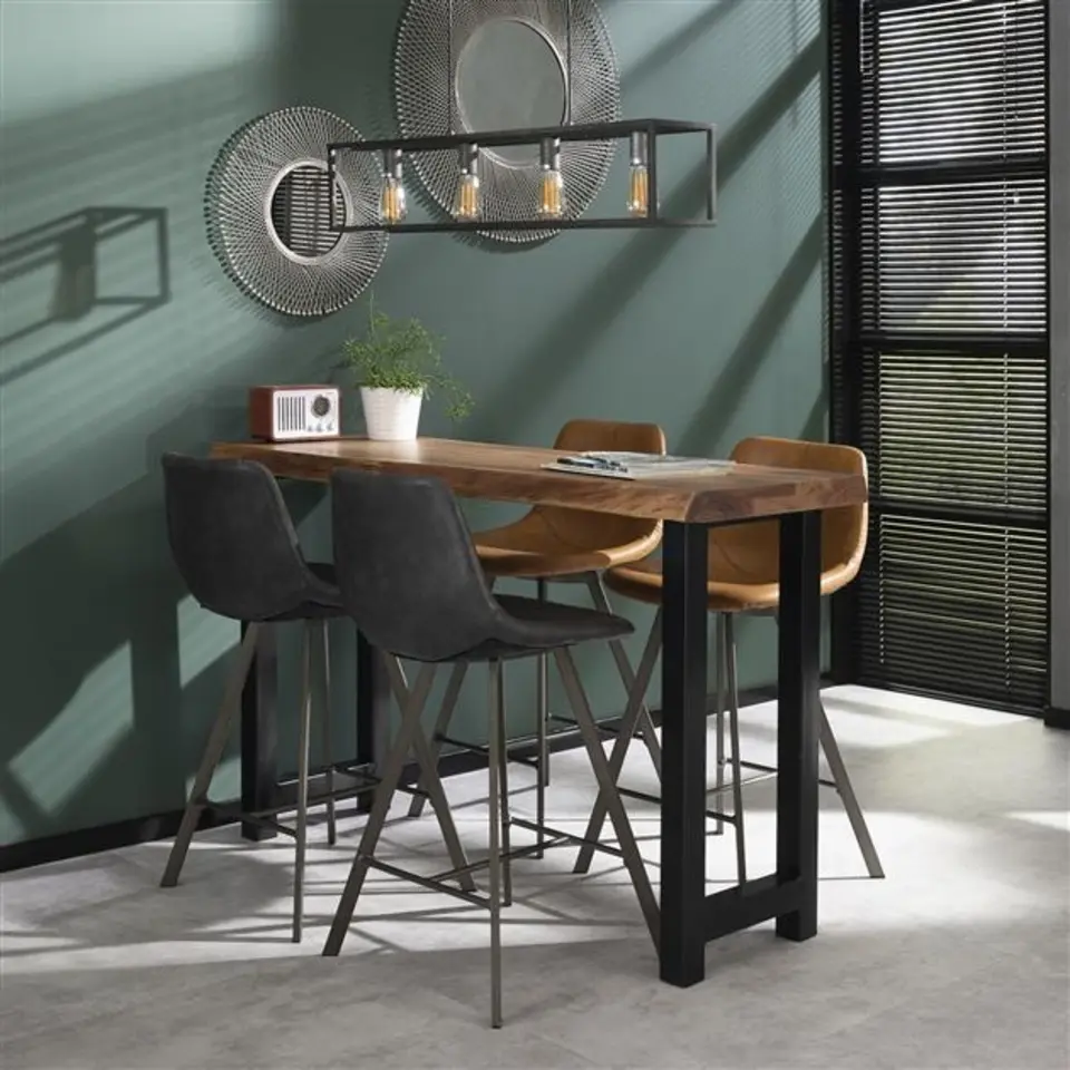 Industriële bartafel boomstam acaciahout Vince 150 cm - Hout - Bruin