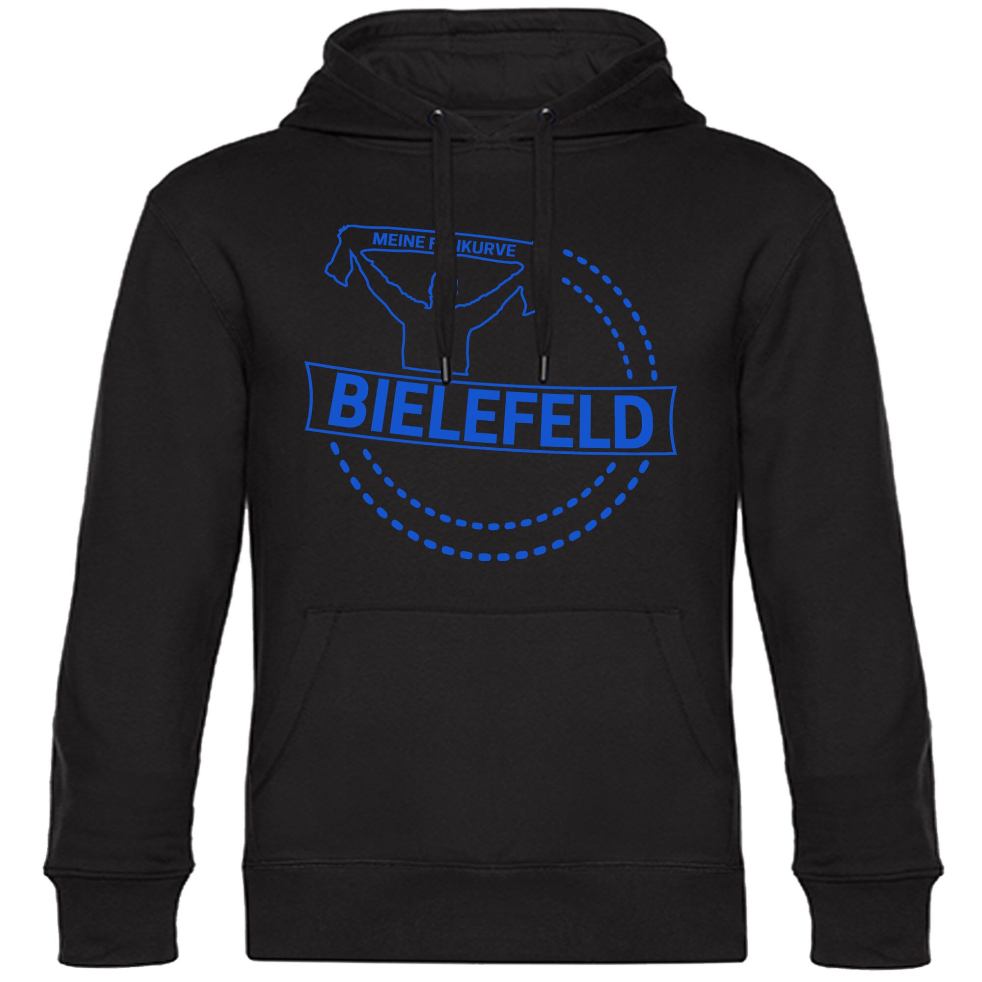 multifanshop® Kapuzen Sweatshirt - Bielefeld - Meine Fankurve - Druck blau