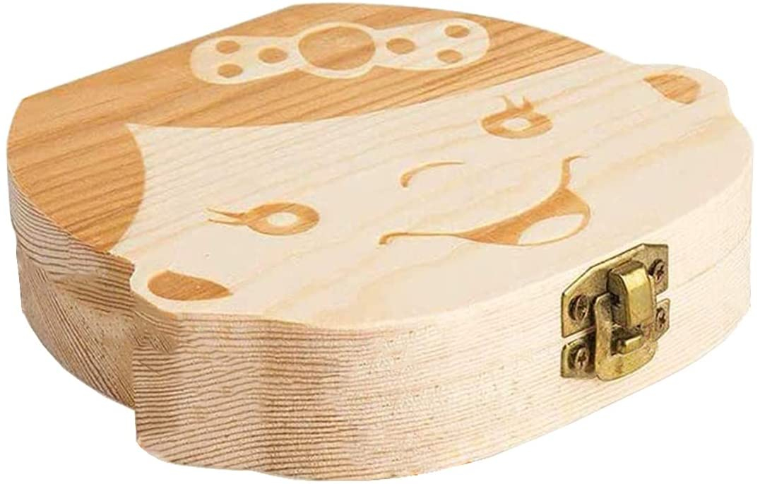Holz Kinder Milchzahn Schatulle Zähnchen Aufbewahrungsbox mit Innengravur - Mädchen