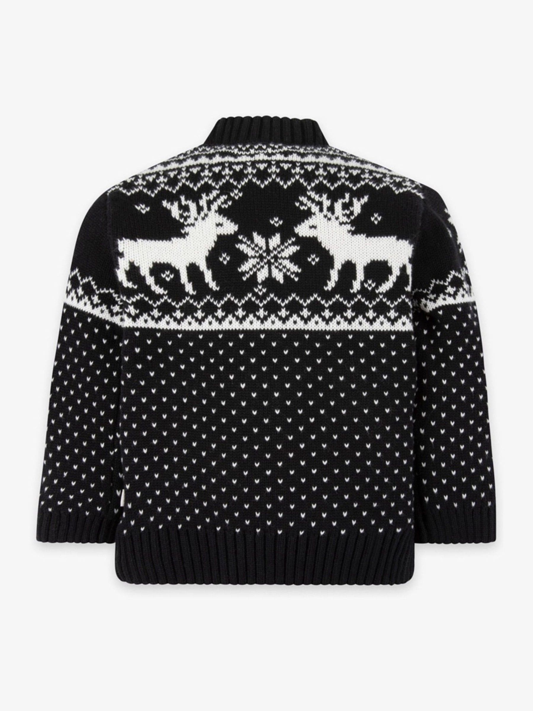 Zwart - Kersttrui voor baby's met rendieren en fairislepatroon