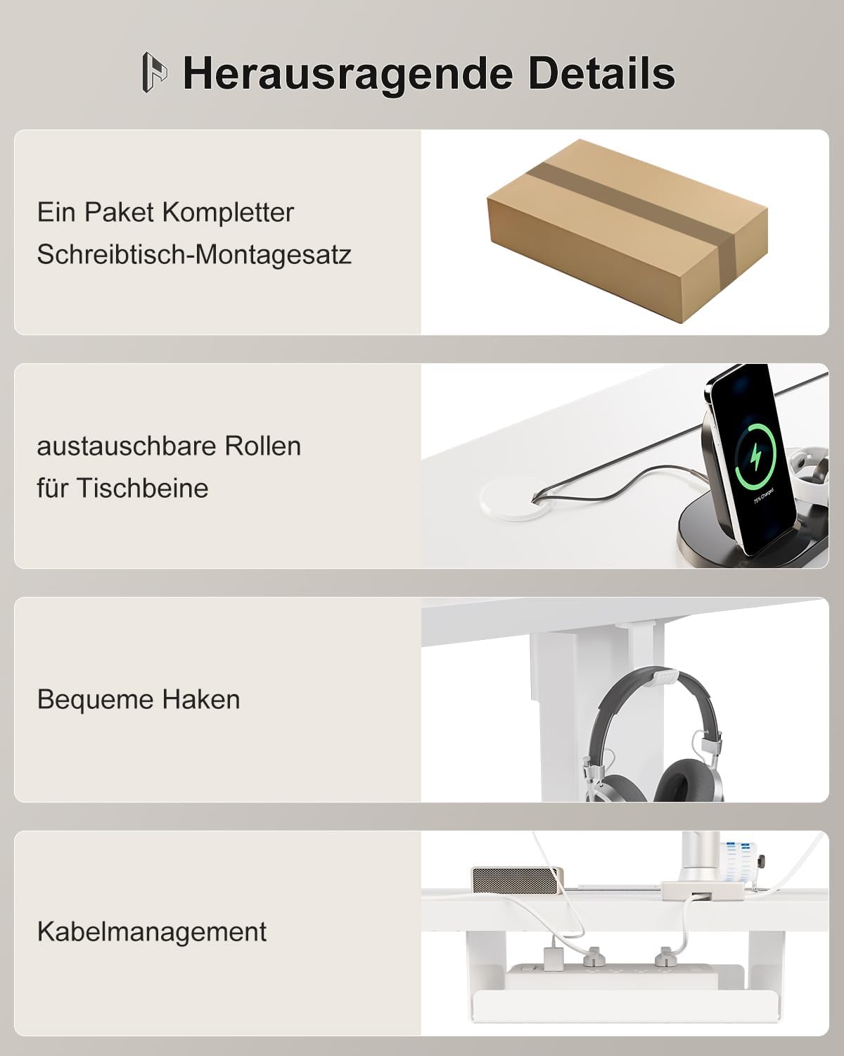 Homall Höhenverstellbarer Schreibtisch 140x70cm mit USB-A Ladeanschluss, Elektrischer Schreibtisch mit Kabel Management Tray, Standing Desk mit 3 Memory Funktion, Computertisch Weiß