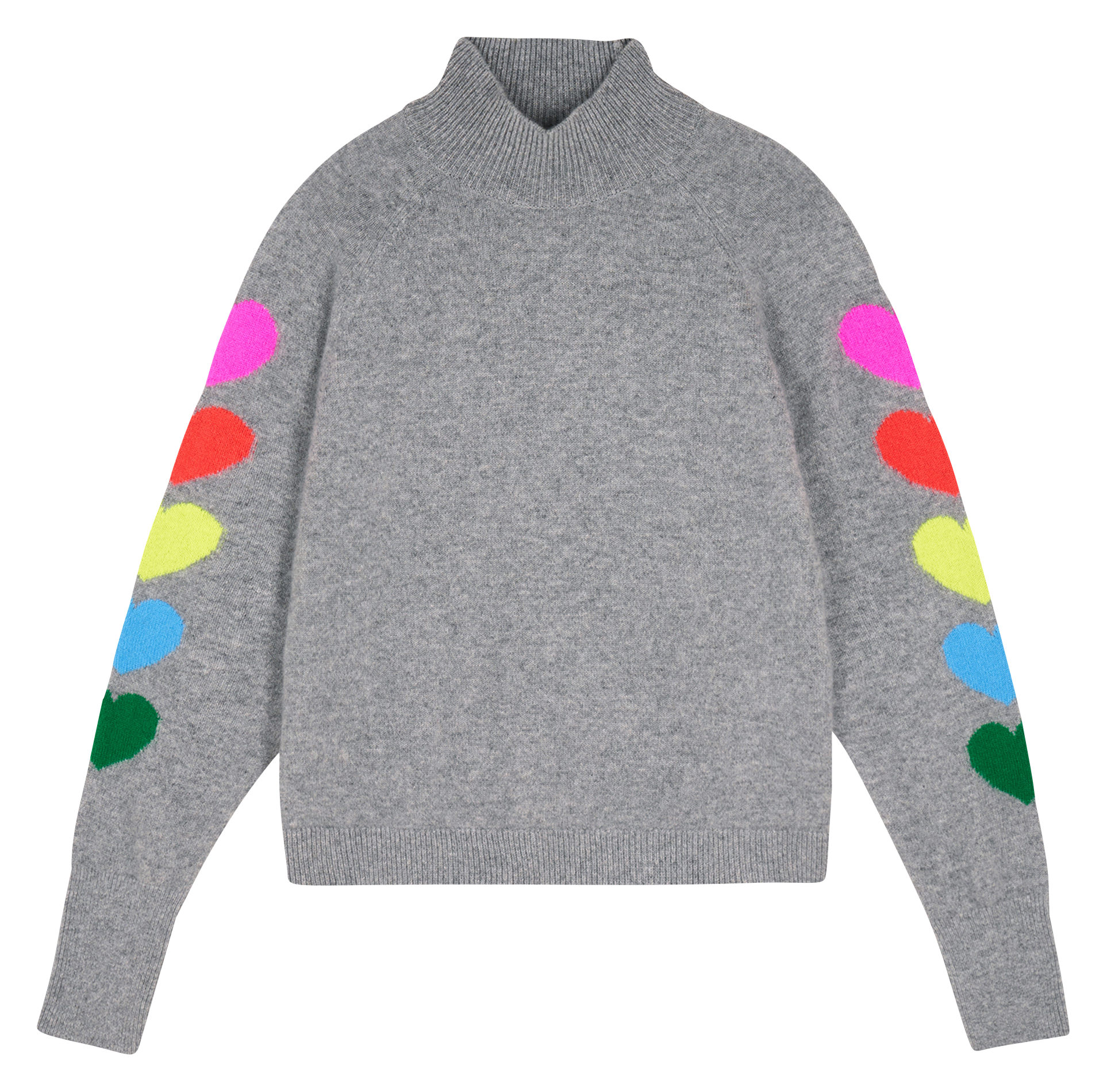 Pull col montant à cœurs en cachemire | Gris