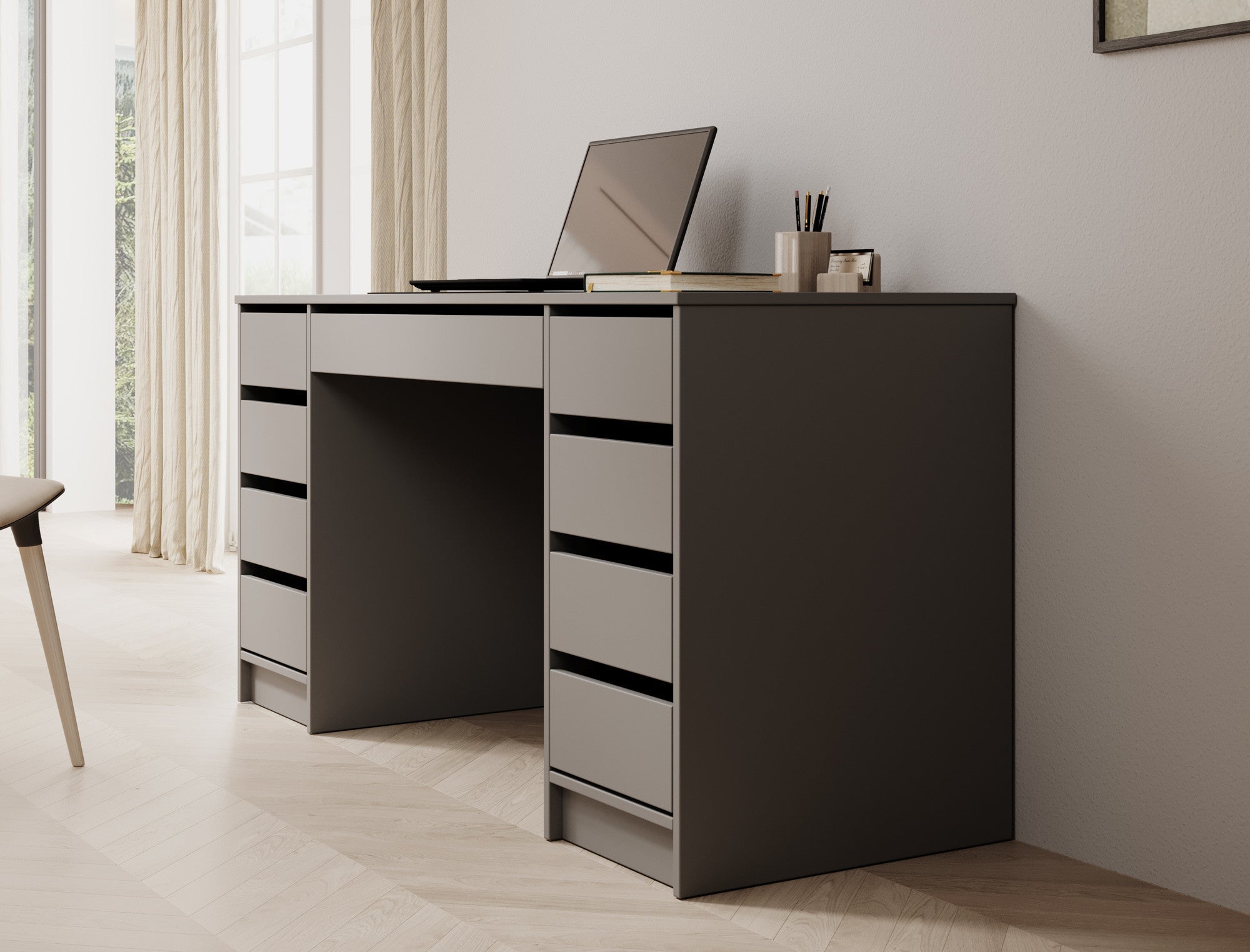 Meubella - Bureau Avio 2 - Antraciet - 154 cm