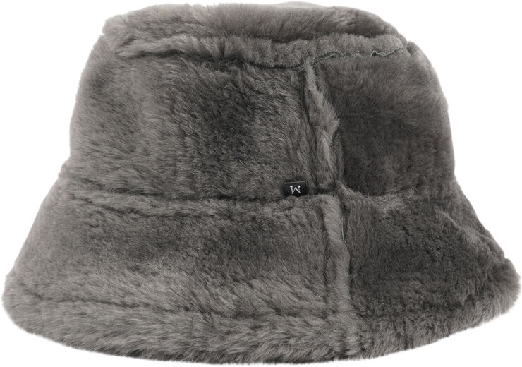 Lovelies SEMERU - DOUBLE FACE SHEARLING BUCKET HAT Dark grey