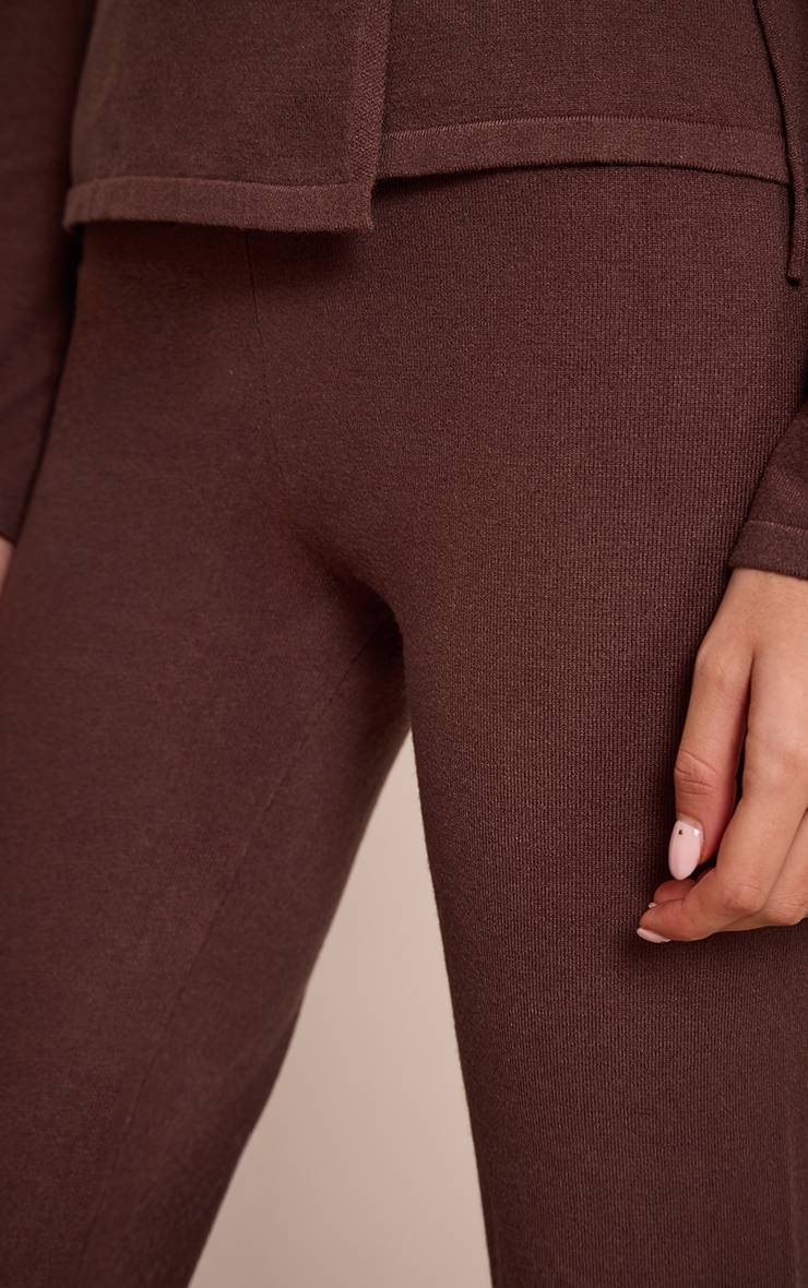 Chocolat Legging Évasé En Maille Fine