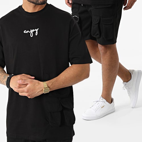 Ensemble Tee Shirt Oversize Short Jogging Y205UST Noir