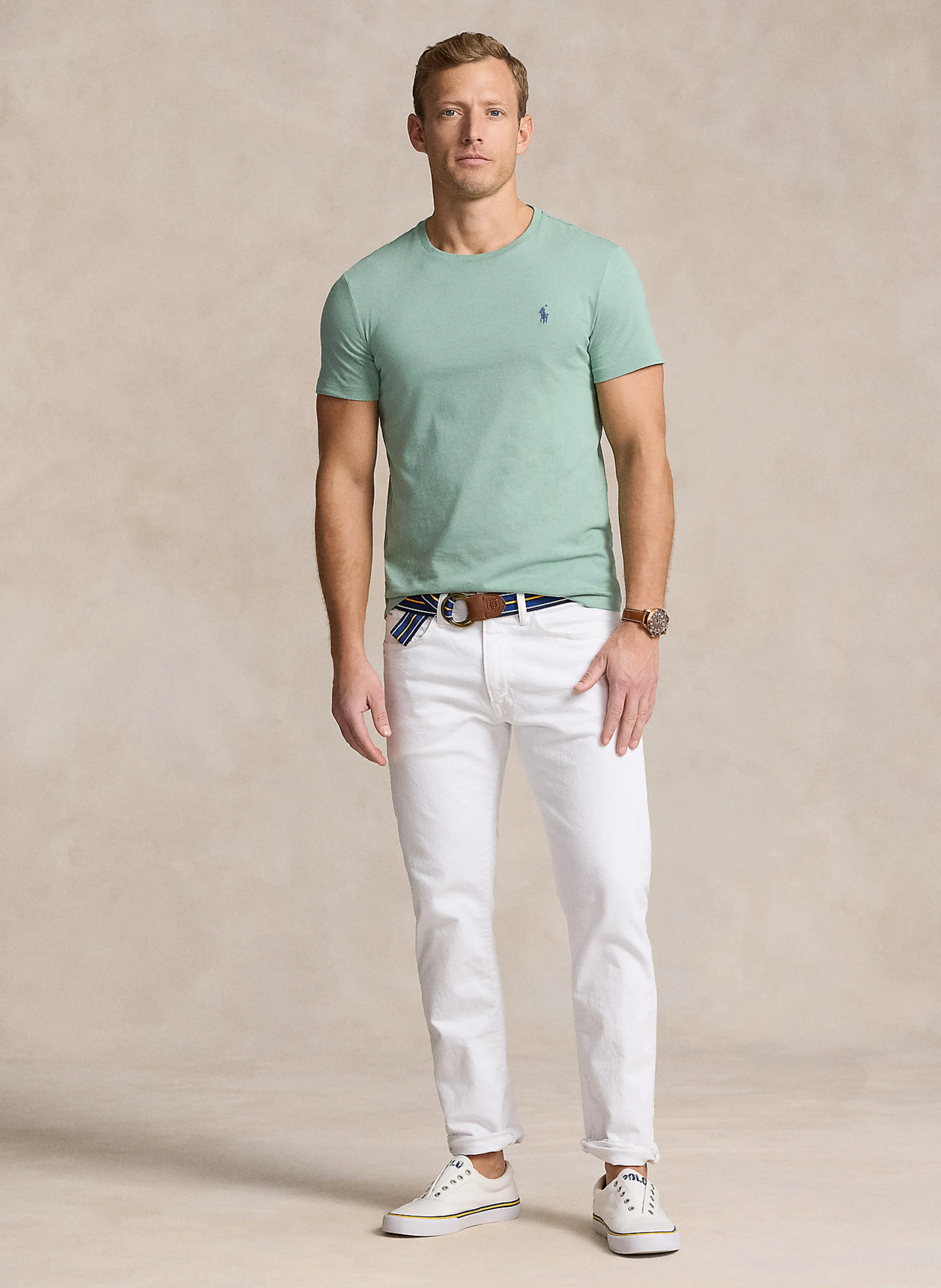 Tee-shirt col rond regular-fit en coton | Vert