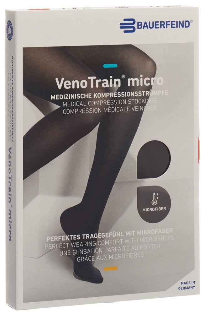 Bauerfeind VenoTrain Micro KKL2 AG<br>1 Paar, M, normal/long geschlossene Fussspitze Spitzenhaftband schwarz