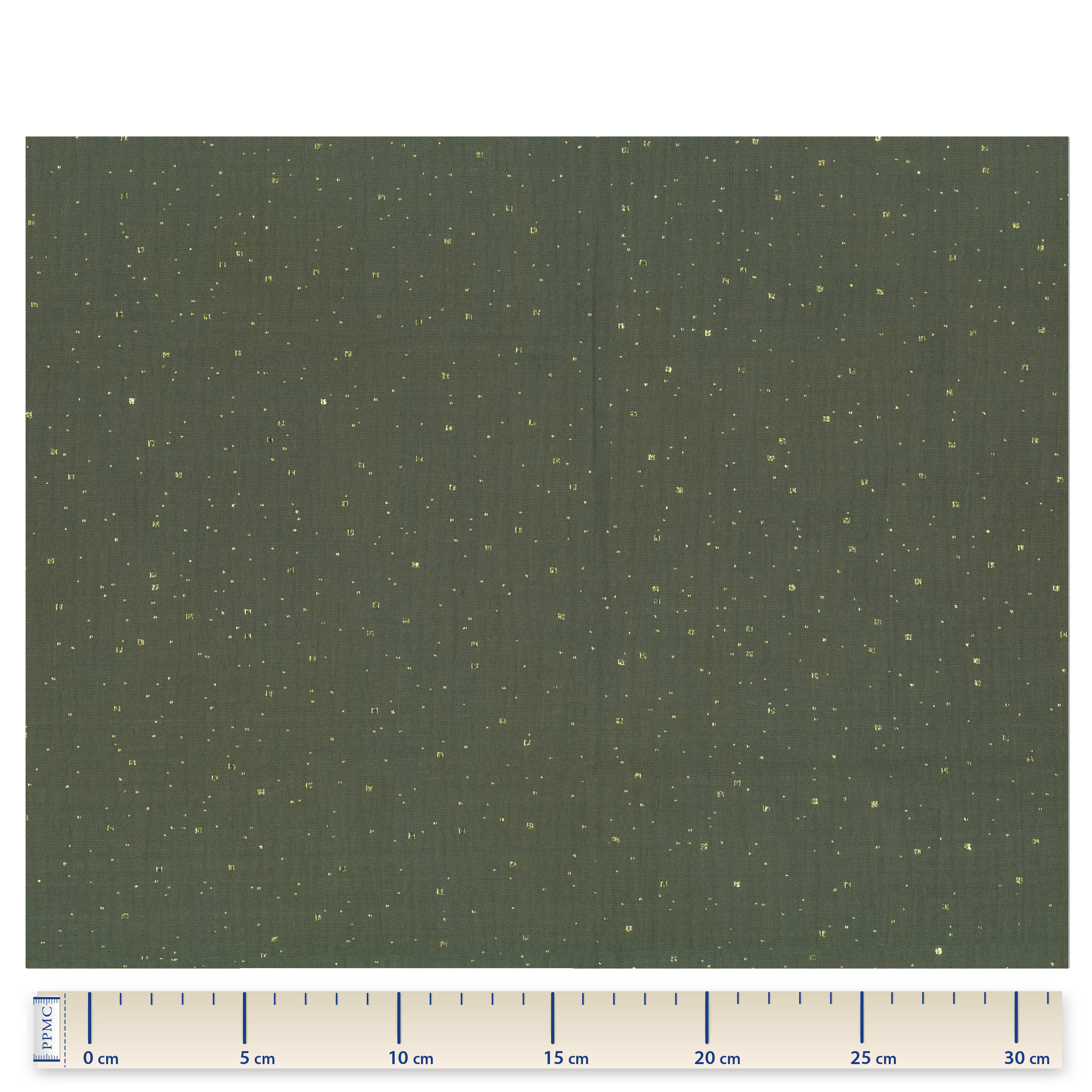 Coupon Tissu 2 M - Gaze Pois Or Kaki