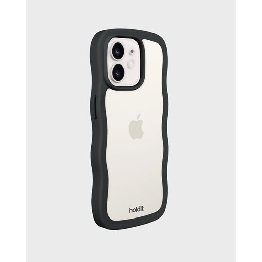 holdit Iphone 12/12 Pro Transparent Wavy Cover, Black/Transparent
