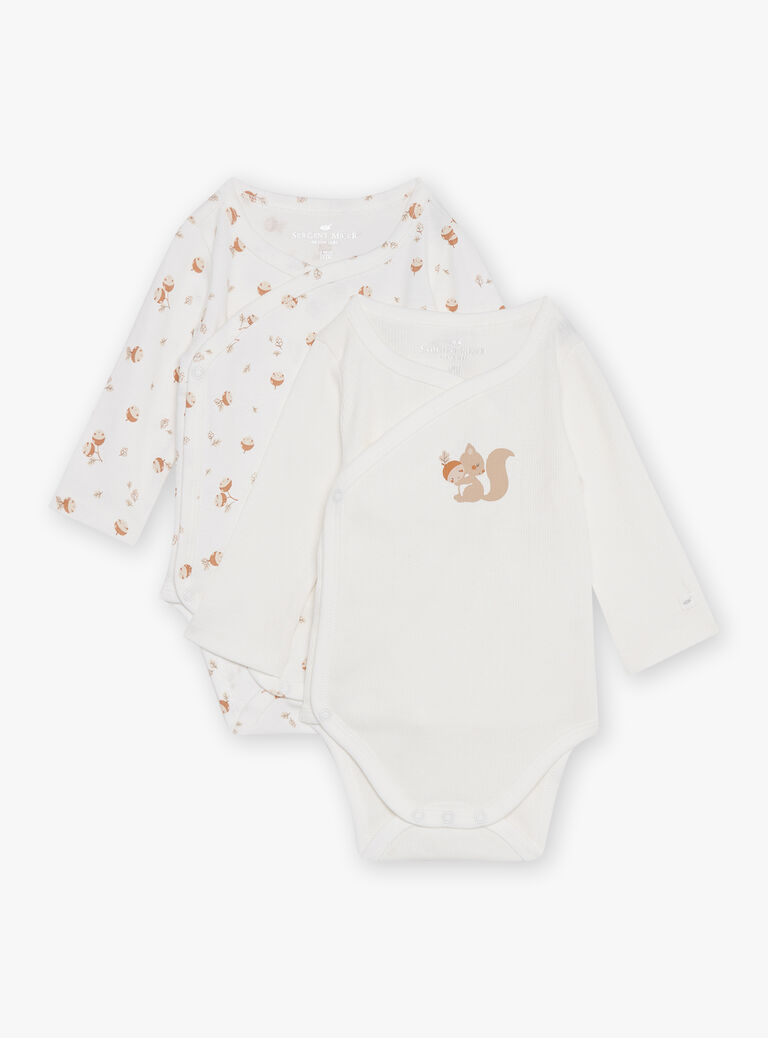 Lot de 2 body écrus côtelés en coton biologique