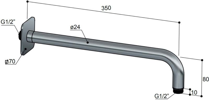 Hotbath - Gal - Wandarm - Chroom - Messing - 40 cm