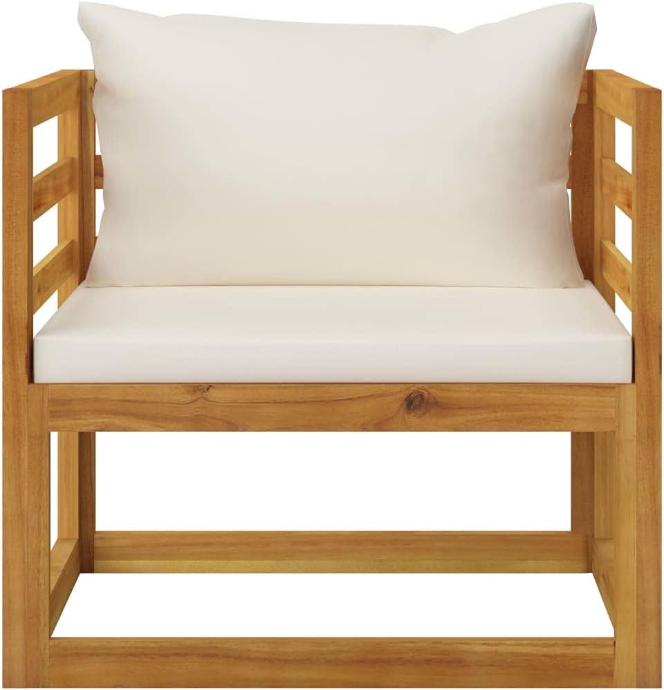 INLIFE 5-TLG. Garten-Lounge-Set mit Auflagen Creme Massivholz Akazie-7640