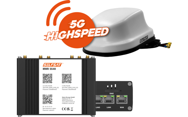 Selfsat 5G Cat 12 WLAN Router MWR 5540 inkl. 5G Antenne bis 2,6 Gbps