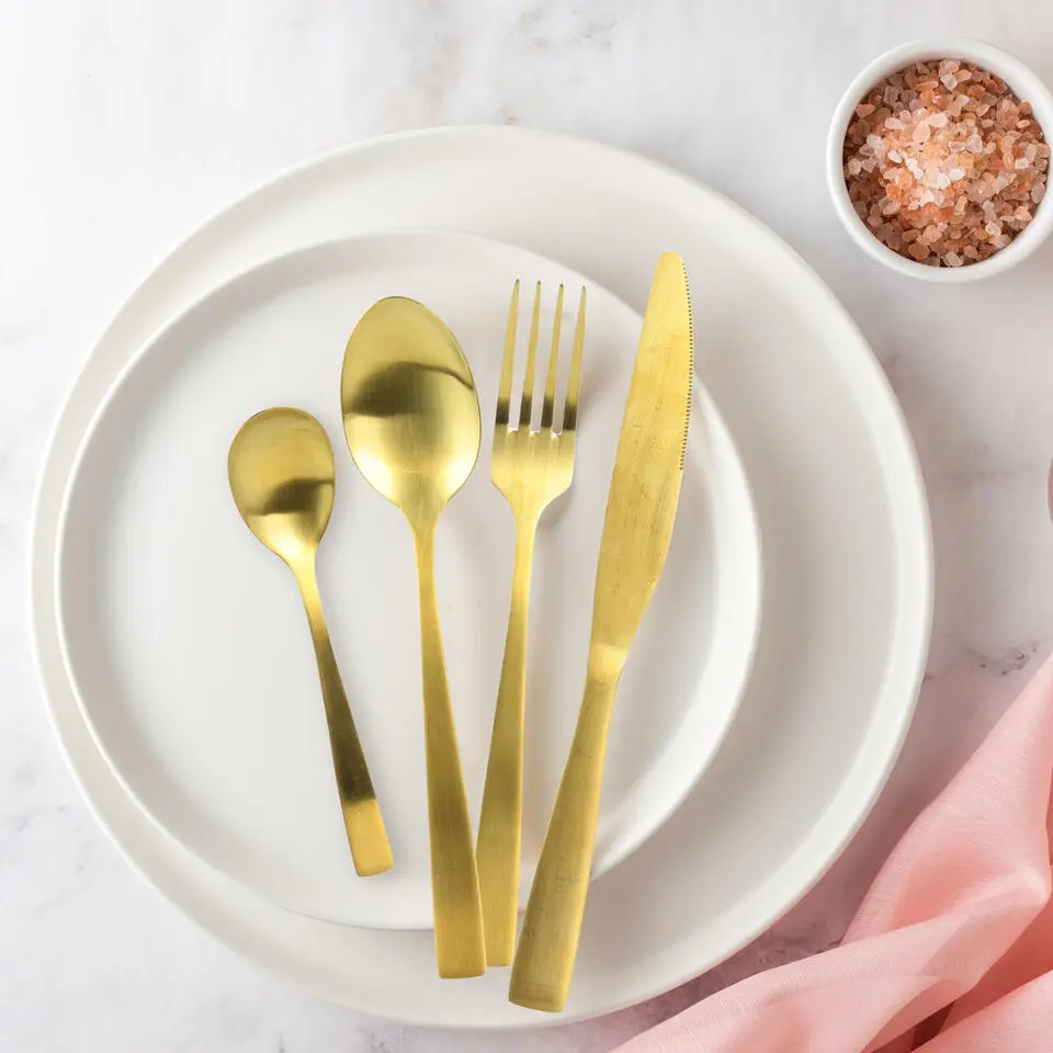 Home Deco Factory Bestekset - 16 delig - goud - RVS - 4 personen