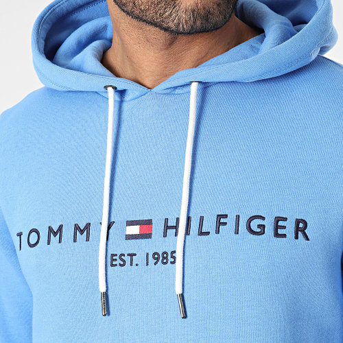 Sweat Capuche Tommy Logo 1599 Bleu Clair
