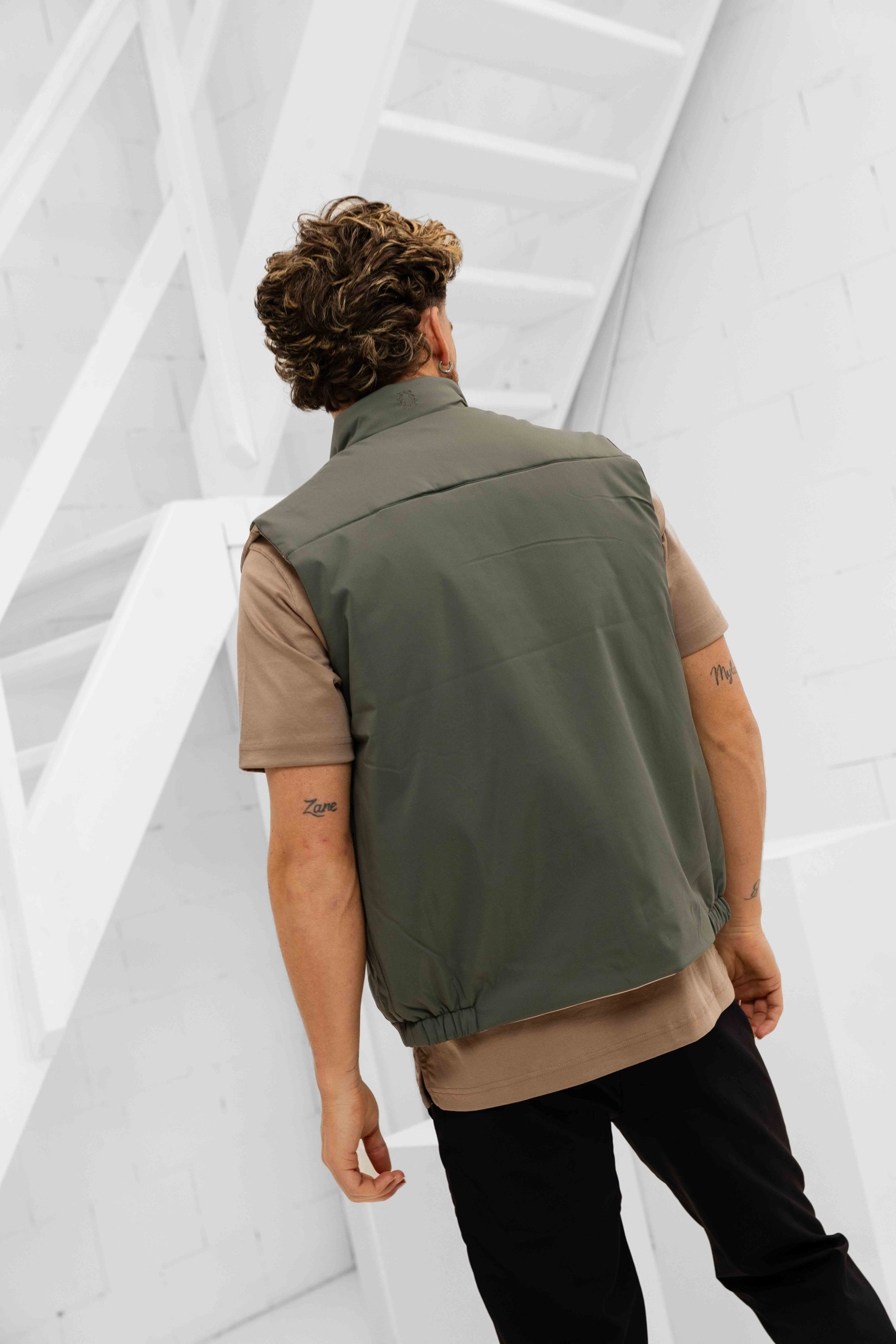 Cou7ure Essentials Reversible Reflection Bodywarmer Heren Groen/Beige